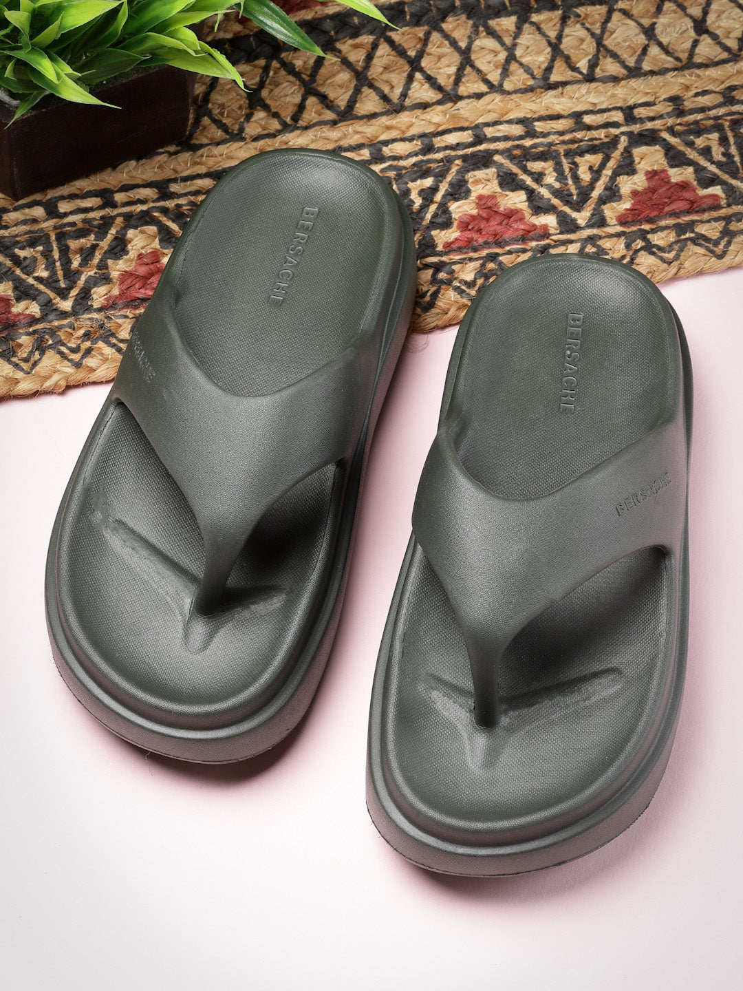Bersache Extra Soft Classic Casual with Regular wear with Ultra Soft & Flexibility Technology Slipper For women's/Girl's-Green-6111