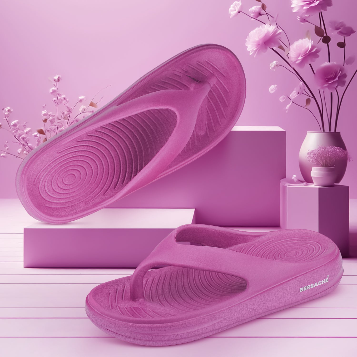 Bersache Extra Soft Classic Casual with Regular wear with Ultra Soft & Flexibility Technology Flip-Flop for Women's & Girl's (6198-Pink)