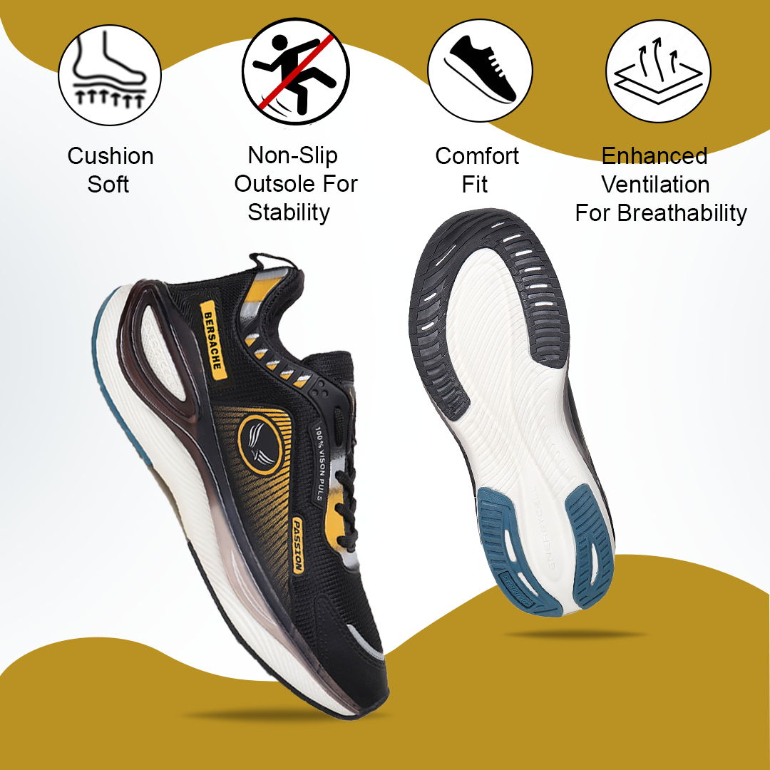 Bersache Sneaker, Loafers ,Casual With Extra Comfort Sneakers For Mens (9199-Black).