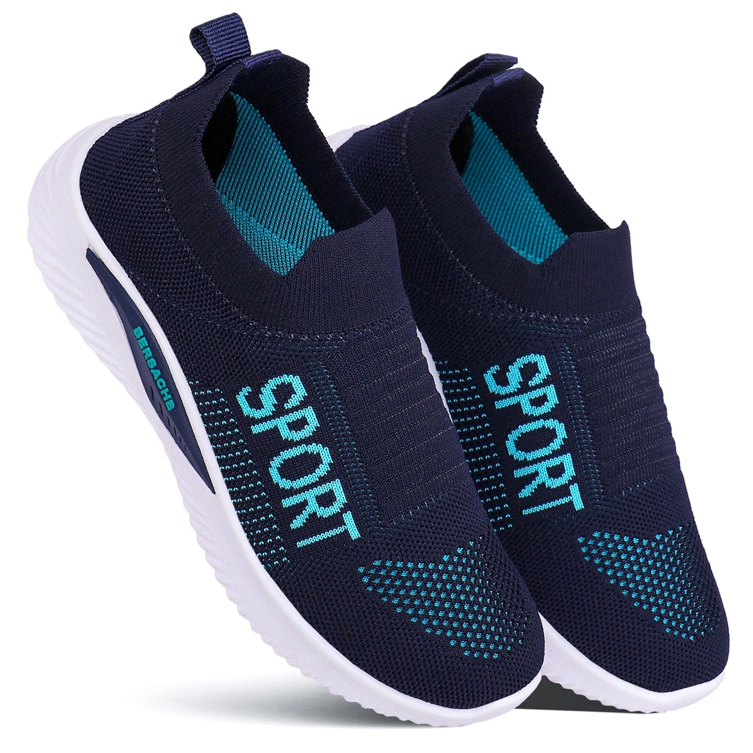 Bersache Lightweight Sports Running Walking Gym sneakers Trekking Hiking Lace up Shoes With High Quality Sole For Women - 7074 (Blue)