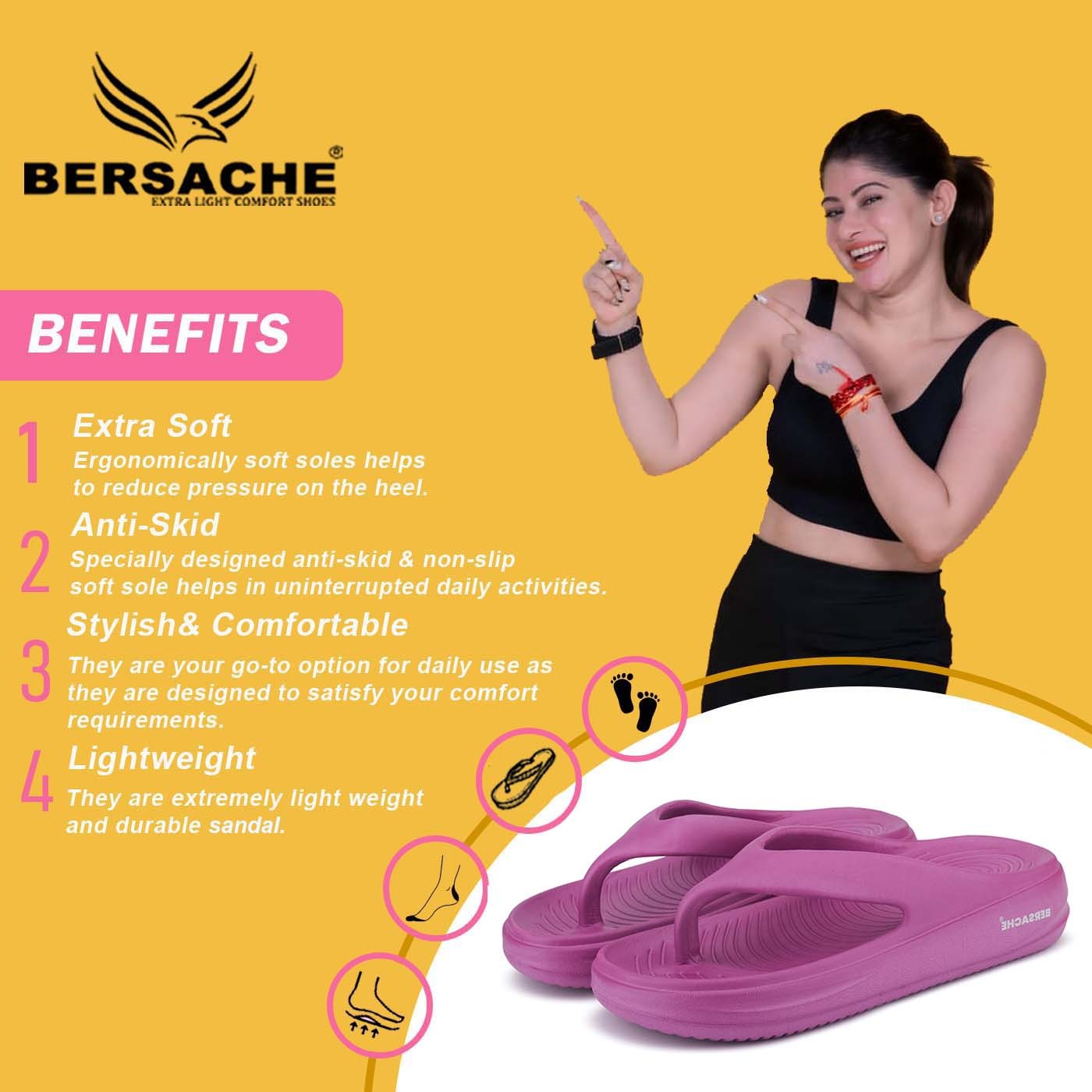 Bersache Extra Soft Classic Casual with Regular wear with Ultra Soft & Flexibility Technology Sandal For women's/Girl's-(Pink-6198)