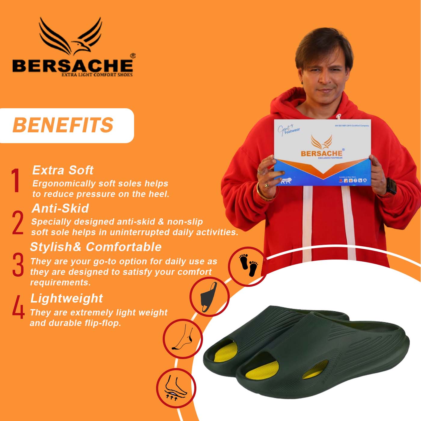 Bersache Extra Soft Classic Casual with Regular wear with Ultra Soft & Flexibility Technology Flip Flop for Men's & Boy's (6146-Green)