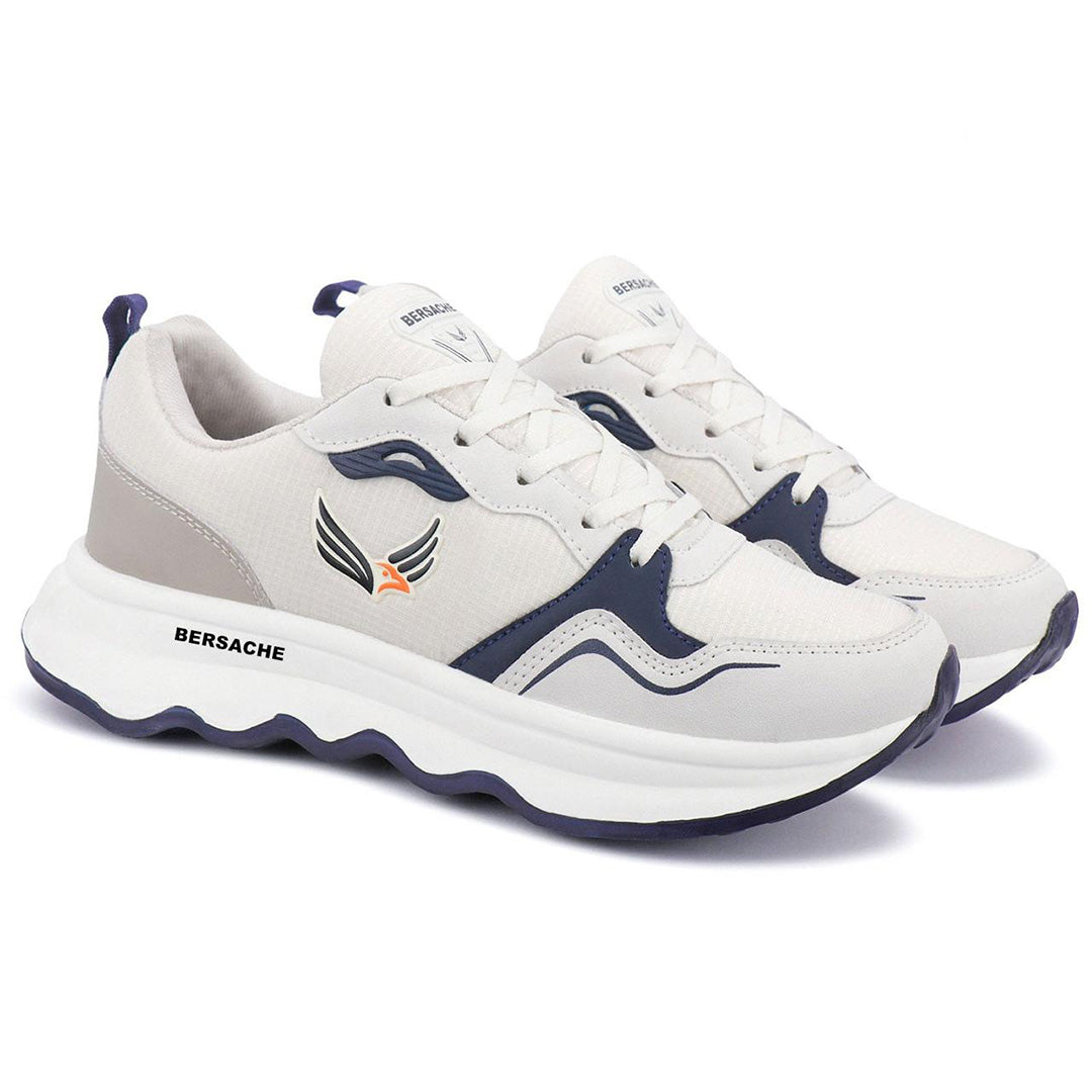 Bersache Casual Sneaker shoe for Men| Soft Cushioned Insole , Slip-Resistance Casuals For Men (Gray-White-8149)