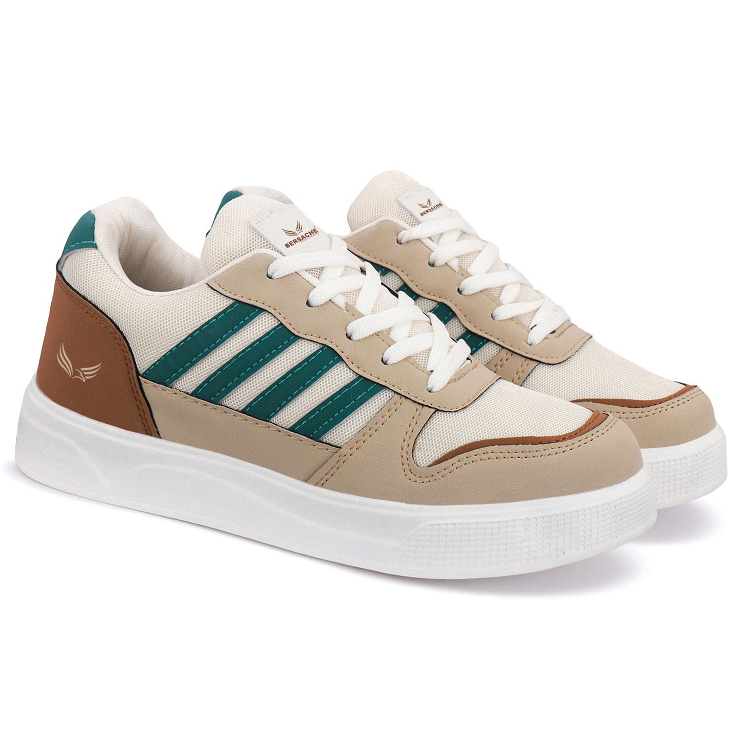 Bersache Casual Sneaker shoe for Men| Soft Cushioned Insole , Slip-Resistance Casuals For Men (Beige-8134).