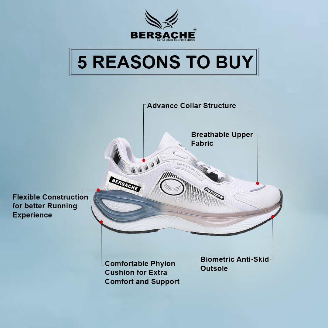 Bersache Sneaker, Loafers ,Casual With Extra Comfort Sneakers For Mens (9201-White).