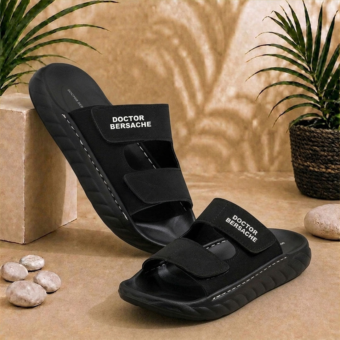 Doctor Bersache Newly Launched Orthopedic Comfort slider for Men | Diabetic Friendly | Extra Cushioning | Arch Support | Pain | Black-DS130
