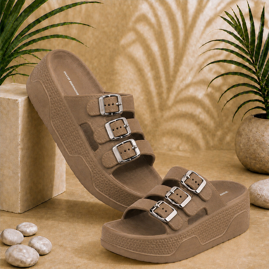 Doctor Bersache Newly Launched Orthopedic Comfort Slider for Women| Diabetic Friendly | Extra Cushioning | Arch Support | Pain Brown-DS116 .