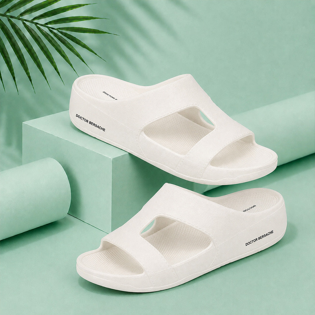 Doctor Bersache Newly Launched Orthopedic Comfort Slider for Men | Diabetic Friendly | Extra Cushioning | Arch Support | Pain White-DS113.