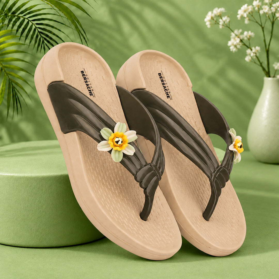 Doctor Bersache Newly Launched Orthopedic Comfort Slippers for Women | Diabetic Friendly | Extra Cushioning | Arch Support | Pain Relief Beige-DB -145
