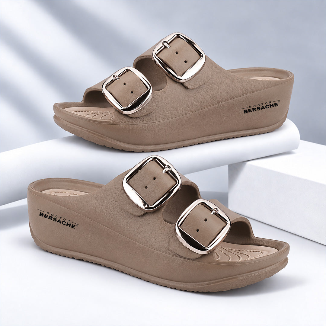 Doctor Bersache Newly Launched Orthopedic Comfort Slippers for Women | Diabetic Friendly | Extra Cushioning | Arch Support | Pain Relief Brown-DB -141