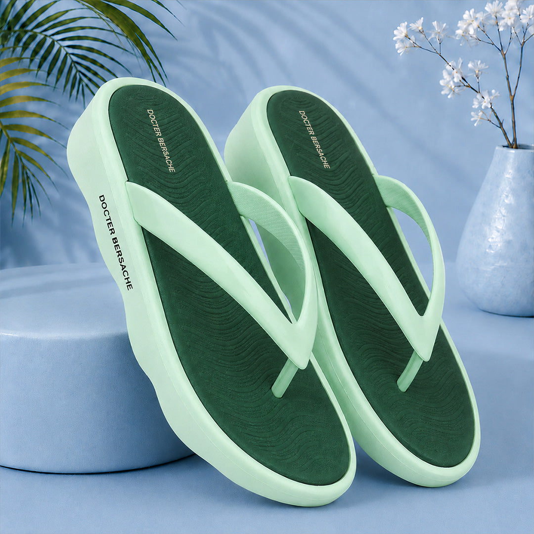 Doctor Bersache Newly Launched Orthopedic Comfort Slipper & Flip-Flop for Women | Diabetic Friendly | Extra Cushioning | Arch Support | Pain Green-DS123 .