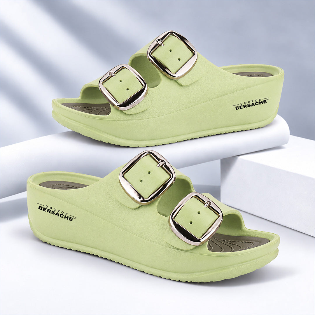 Doctor Bersache Newly Launched Orthopedic Comfort Slippers for Women | Diabetic Friendly | Extra Cushioning | Arch Support | Pain Relief Green-DB -143