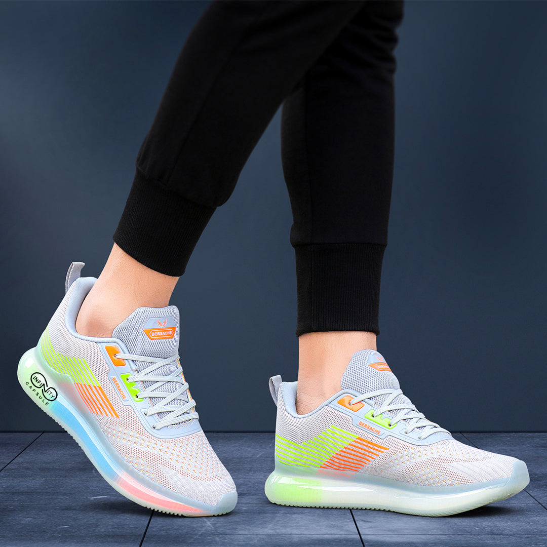 Bersache Lightweight Casual Sneaker Shoes For Men Grey-9027