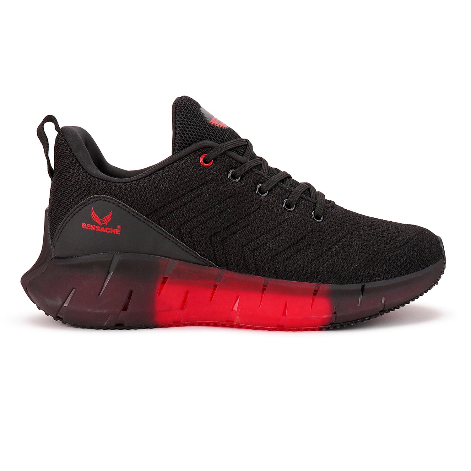 Bersache Lightweight Sports Running Shoes For Men Black-9023.