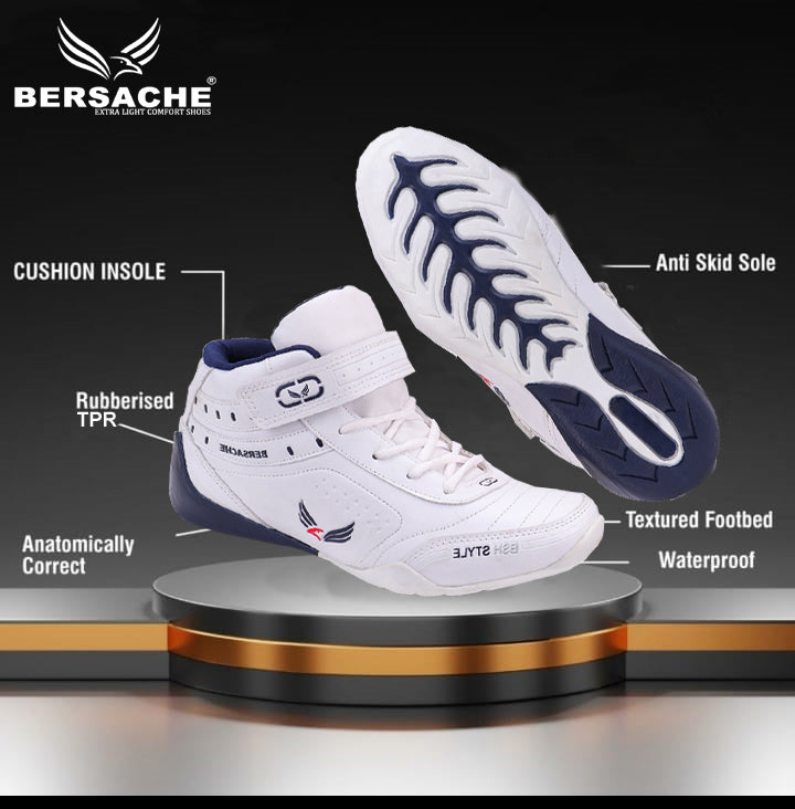 Bersache Lightweight Casual Sneaker Shoes For Men White-9018