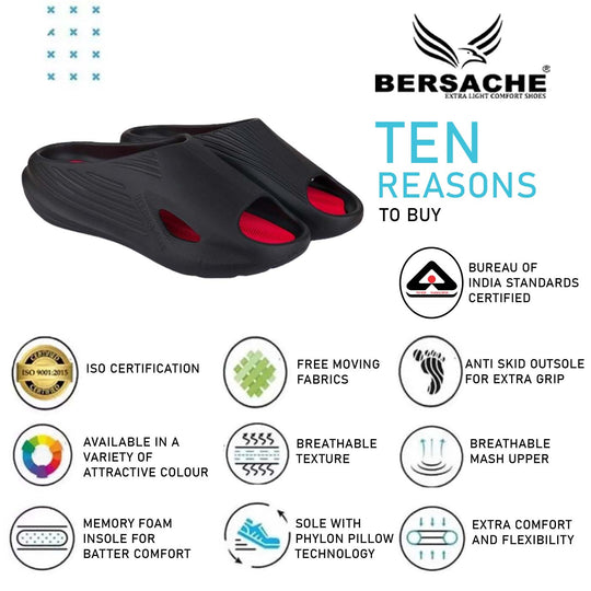 Bersache Extra Soft Classic Casual with  Regular wear with Ultra Soft & Flexibility Technology Clog's for Men's & Boy's (6147-Black)