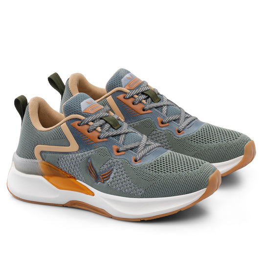 Bersache Premium Sports ,Gym, Trending Stylish Running Shoes For Men (9204-Grey/Orange)