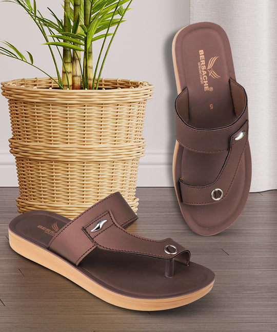 Bersache Extra Soft Classic Casual with  Regular wear with Ultra Soft & Flexibility Technology Flip Flop For Women's/Girl's-(6158-Brown)