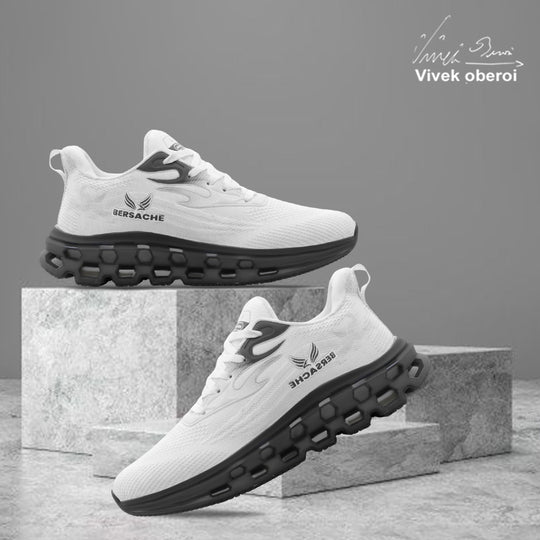 Bersache Lightweight Casual Sneaker Shoes For Men Light Grey (9197-White)