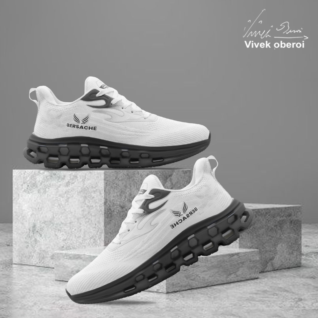 Bersache Lightweight Casual Sneaker Shoes For Men Light Grey (9197-White).