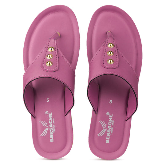 Bersache Extra Soft Classic Casual with  Regular wear with Ultra Soft & Flexibility Technology Flip Flop For Women's/Girl's-(6163-Pink)