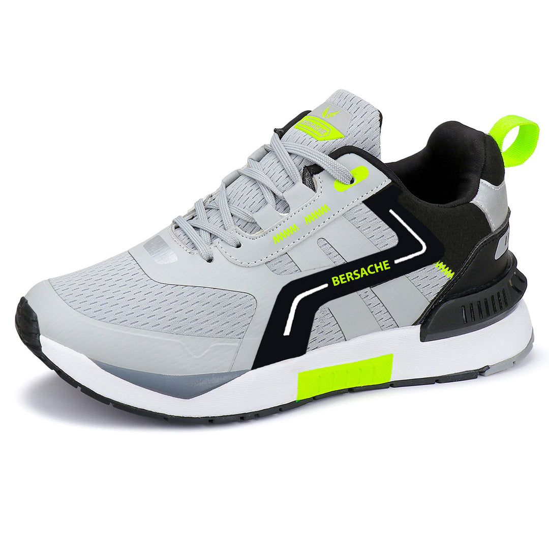 Bersache Lightweight Sports Running Walking Trekking Shoes For Men (9080-Grey)