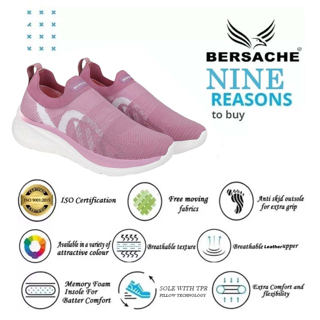 Bersache Premium Sports ,Gym, Trending Stylish Running shoes for Women (9121-Pink)
