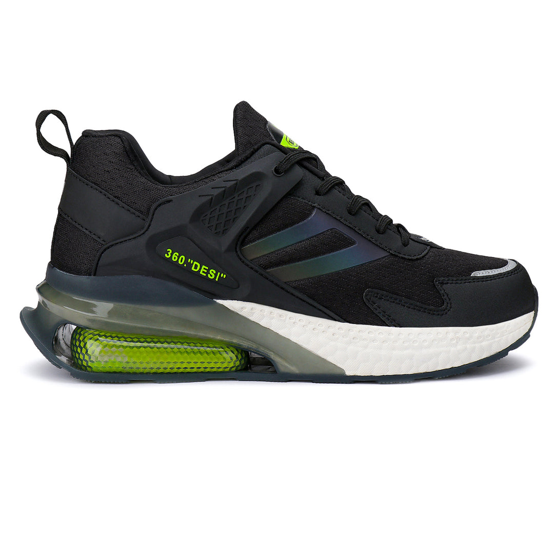 Bersache Lightweight Casual Sneaker Loafer Walking Shoes For Men(9076-Black-Green)