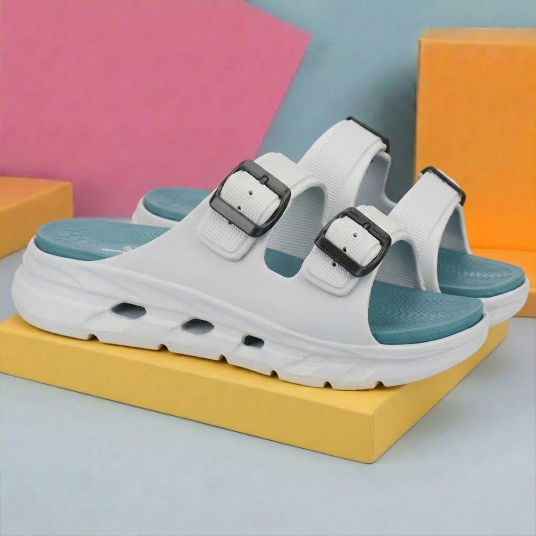 Bersache Extra Soft Classic Casual  with Regular wear with Ultra Soft & Flexibility Technology Sandals for Men's-(6340-Sea-Green & White).