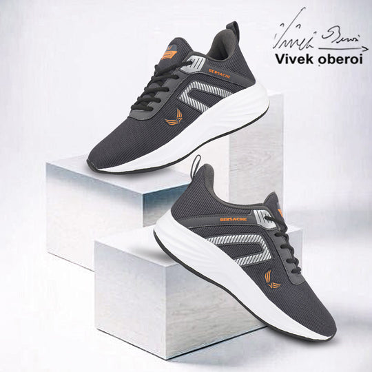 Bersache Lightweight Casual Sneaker Shoes For Men Grey-8080