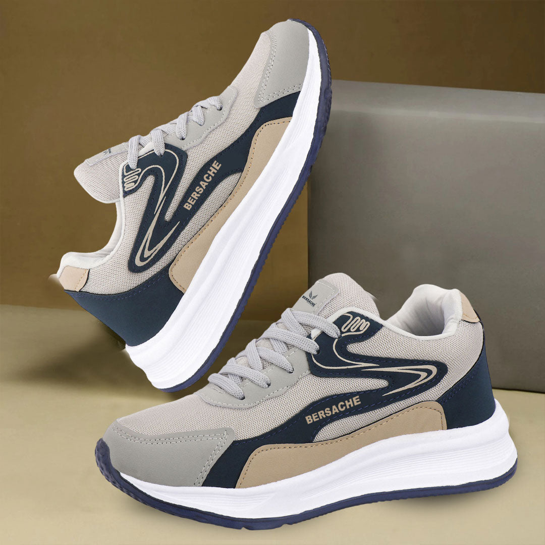 Bersache Casual Sneaker shoe for Men| Soft Cushioned Insole , Slip-Resistance Casuals For Men (Blue-beige-8136)