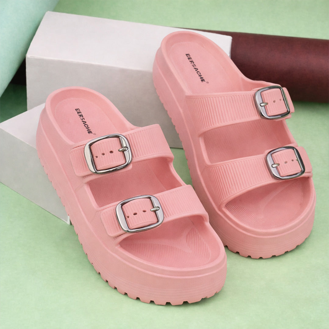 Bersache Extra Soft Classic Casual  with Regular wear with Ultra Soft & Flexibility Technology Sandals for Women's-(6295-Pink).