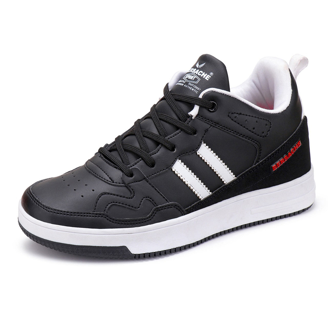 Bersache Lightweight Casual Sneaker Shoes For Men Black-9056 .