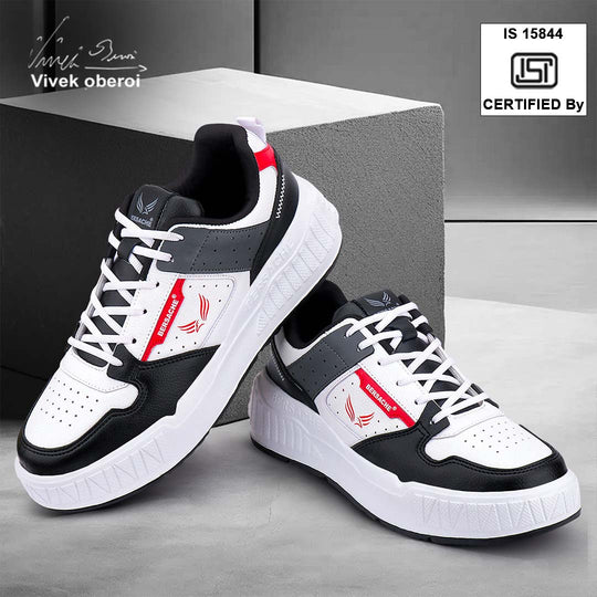 Bersache Lightweight Sports Running Shoes For Men Light ( Black& Red -8050)