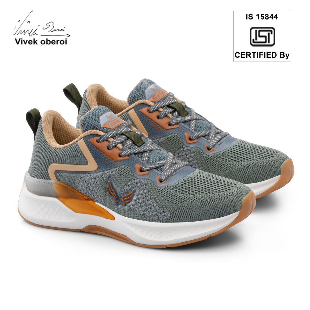 Bersache Premium Casual,Gym, Trending Stylish Running Shoes For Men (9204-Grey-Orange)