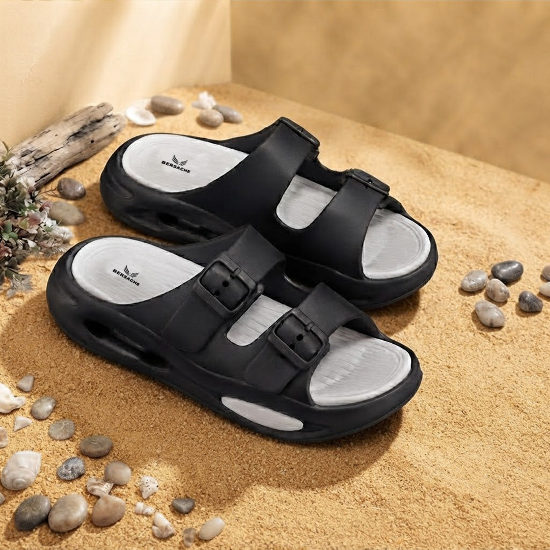 Bersache Extra Soft Classic Casual CHAPPAL with  Regular wear with Ultra Soft & Flexibility Technology  Slippers for Men's-(6345-Gray & Black).