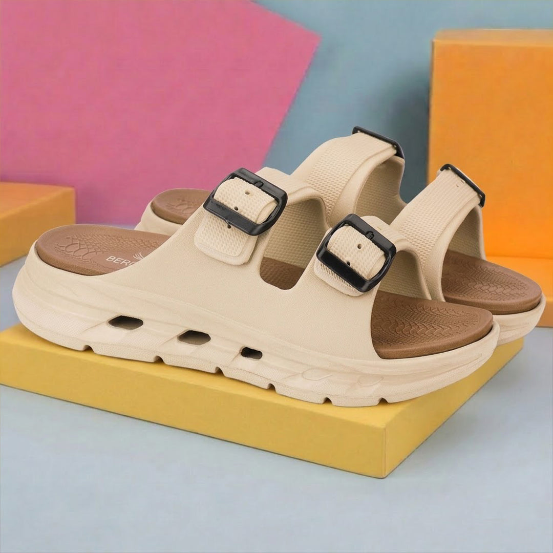 Bersache Extra Soft Classic Casual  with Regular wear with Ultra Soft & Flexibility Technology Sandals for Men's-(6341-Beige & Brown).