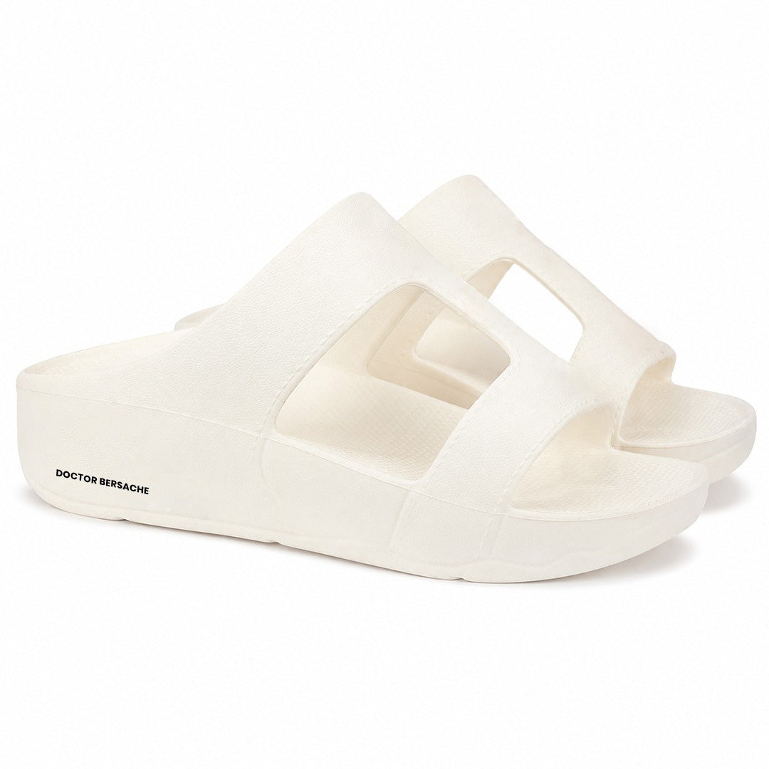 Doctor Bersache Newly Launched Orthopedic Comfort Sliders for Women | Diabetic Friendly | Extra Cushioning | Arch Support | Pain Relief | White-DB -113