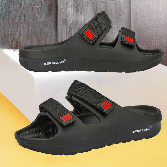Bersache Extra Soft Classic Casual with  Regular wear with Ultra Soft & Flexibility Technology Slipper For Men's & Boy's-(Black-6266)