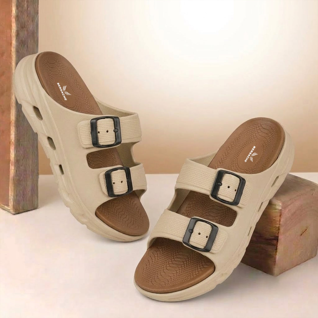 Bersache Extra Soft Classic Casual CHAPPAL with  Regular wear with Ultra Soft & Flexibility Technology  Slippers for Men's-(6341-Beige & Brown).