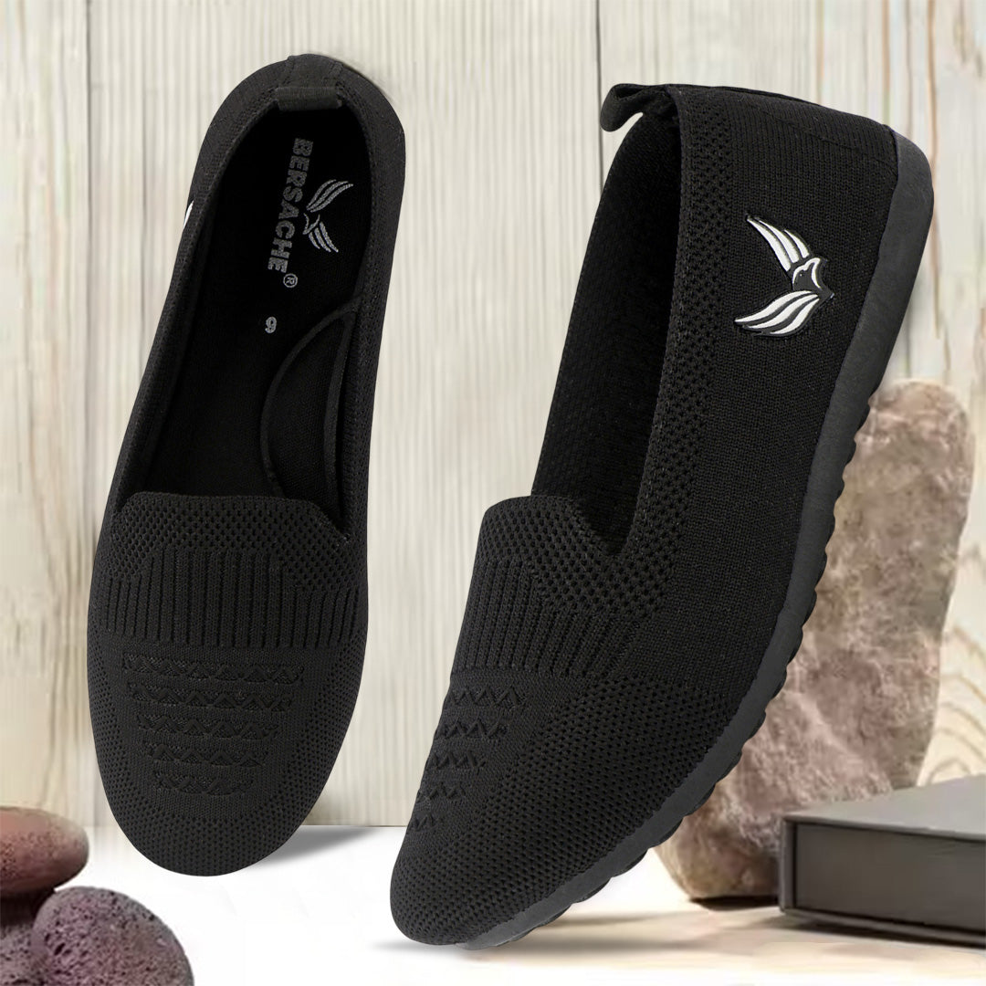 BERSACHE Women's Belly – Lightweight, Breathable & Comfortable Daily Wear Shoes(Black-6275).