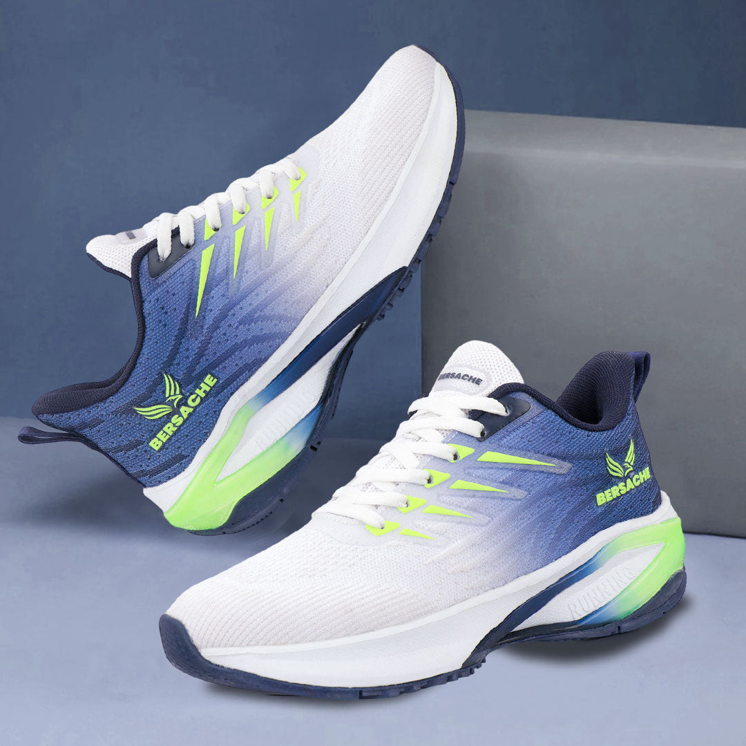 Bersache Casual Sneaker shoe for Men| Soft Cushioned Insole , Slip-Resistance Casuals For Men (Blue-White-9213).
