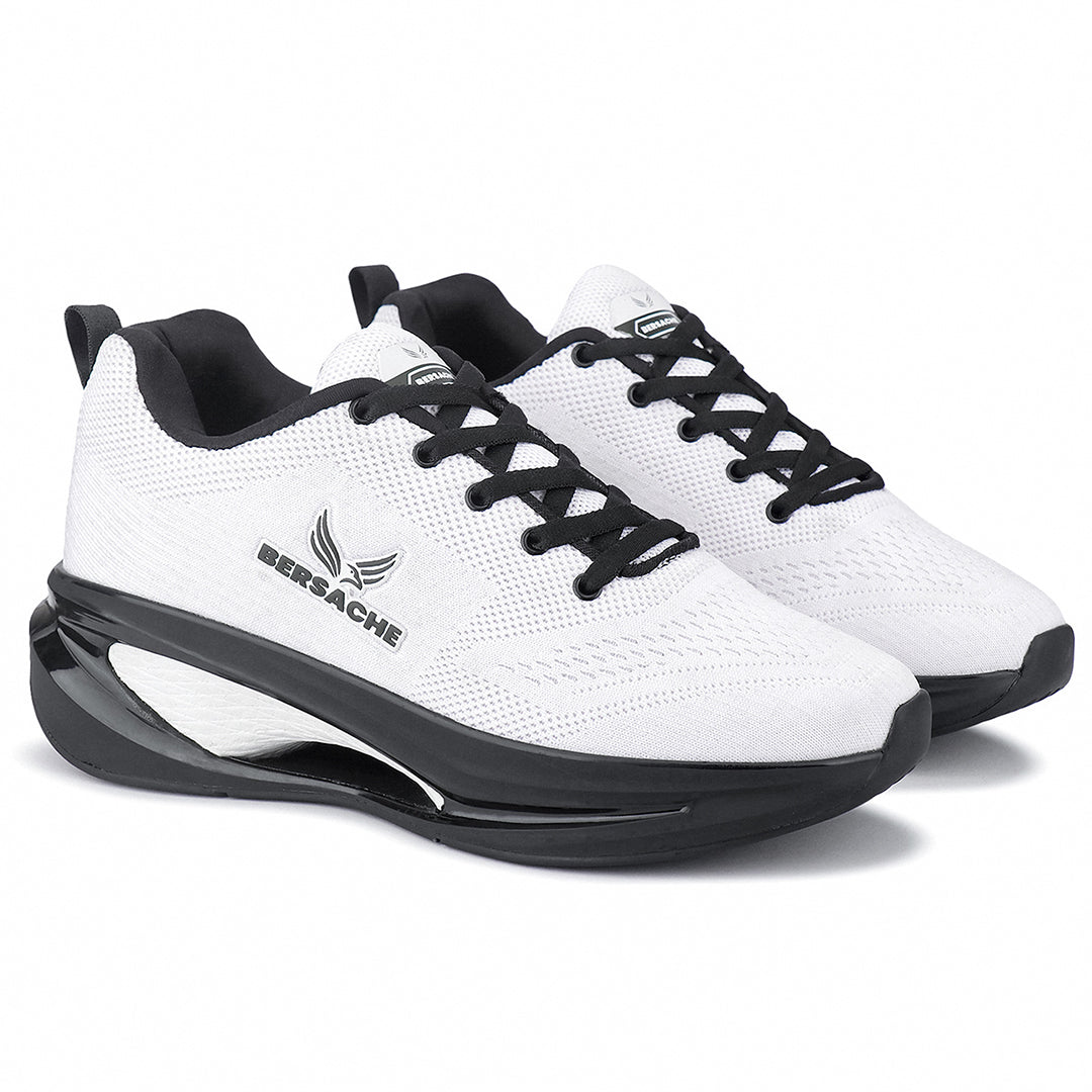 Bersache Casual Sneaker shoe for Men| Soft Cushioned Insole , Slip-Resistance Casuals For Men (Black & White-9229).