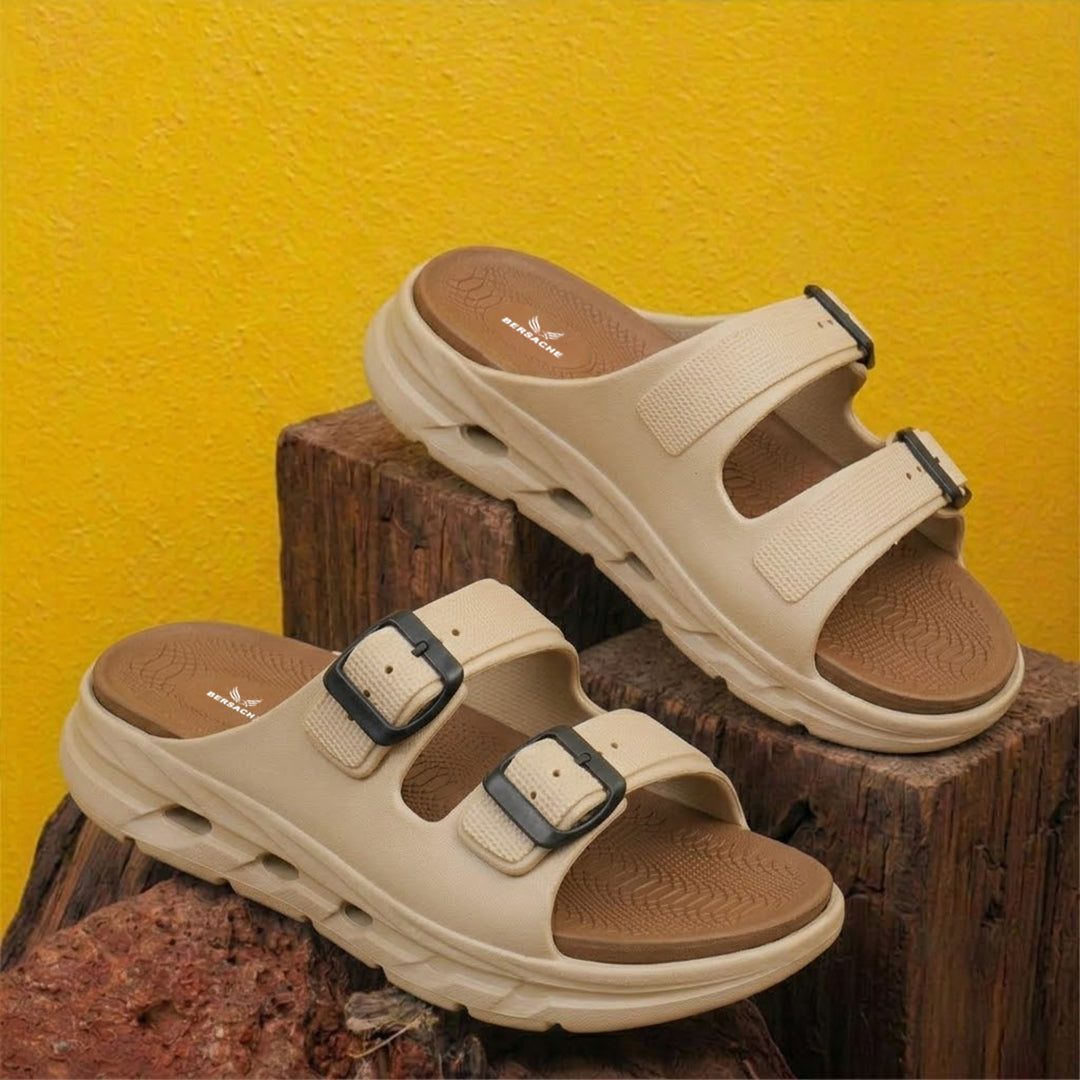 Bersache Extra Soft Classic Casual  with  Regular wear with Ultra Soft & Flexibility Technology Flip-Flop for Men's-(6341-Beige & Brown).