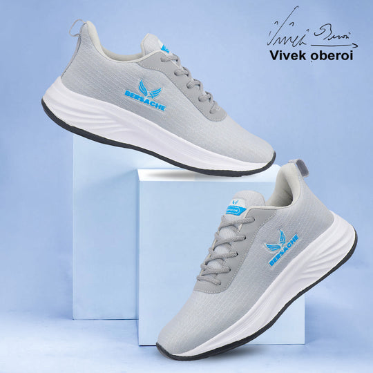 Bersache Lightweight Casual Sneaker Shoes For Men Light Grey-8068