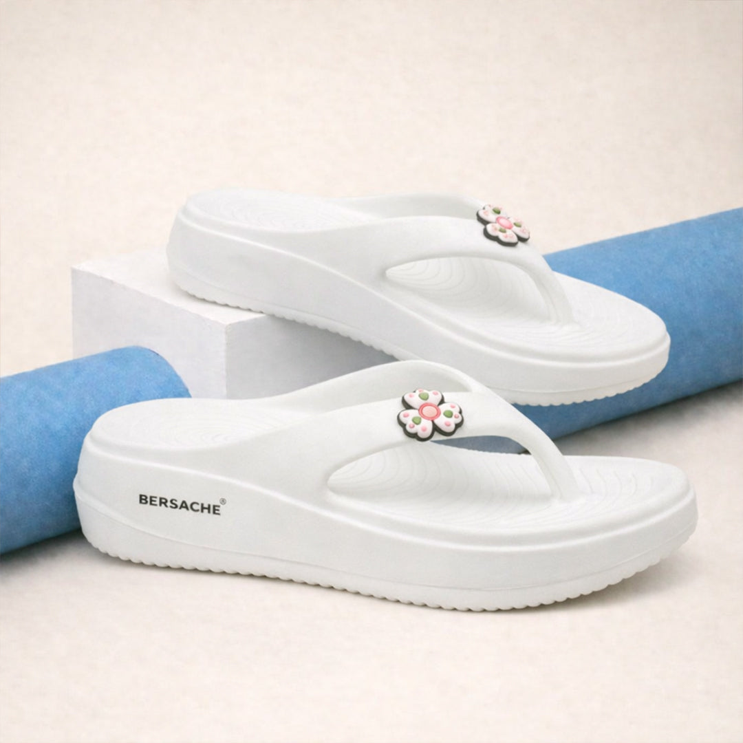 Bersache Extra Soft Classic Casual  with Regular wear with Ultra Soft & Flexibility Technology Sandals for Women's-(6298-White).
