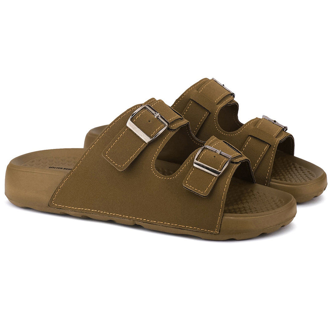 Doctor Bersache Newly Launched Orthopedic Comfort slider for Men | Diabetic Friendly | Extra Cushioning | Arch Support | Pain | Brown-DS131