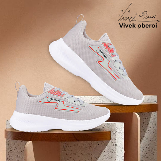 Bersache Lightweight Casual Sneaker Shoes For Men Light Grey-8085
