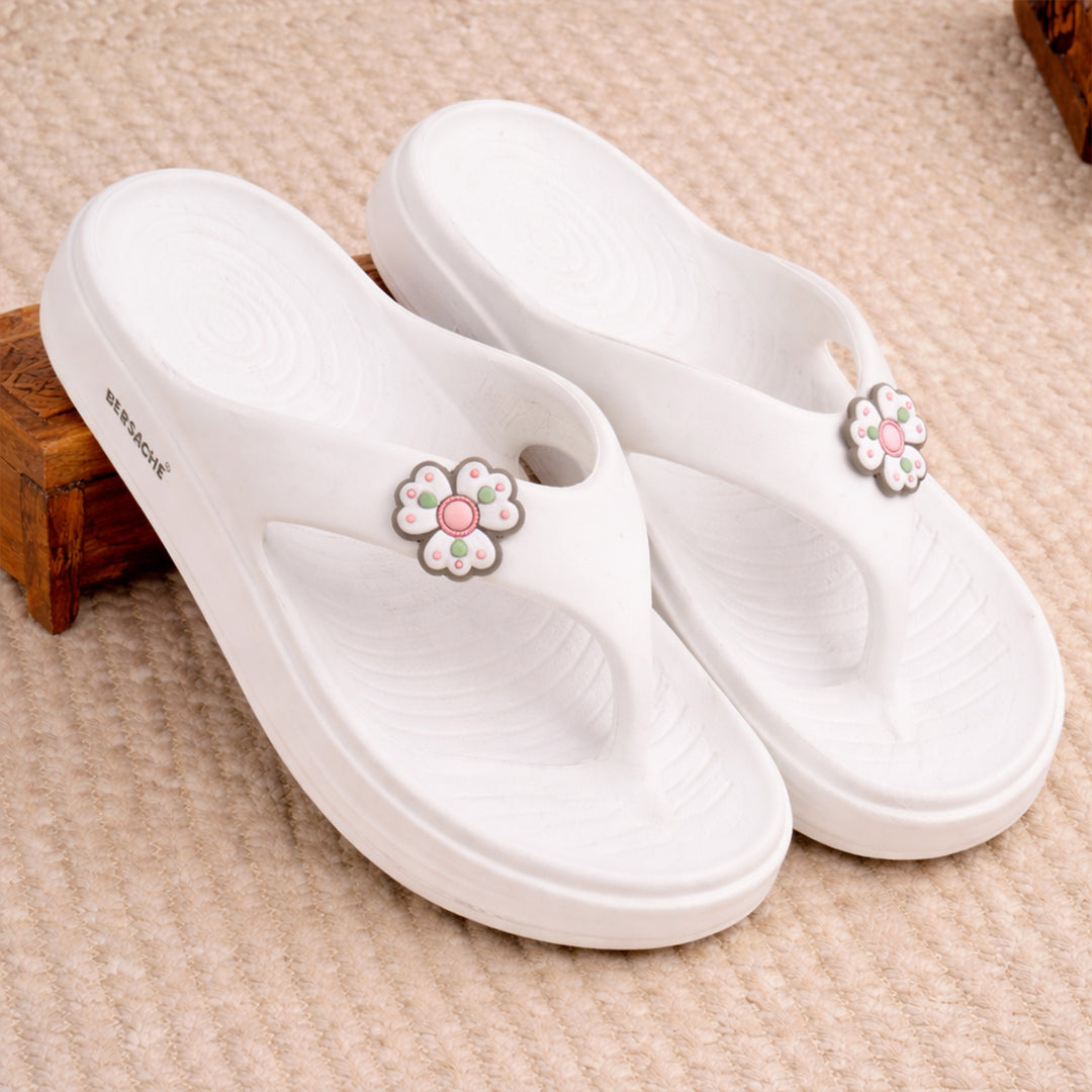 Bersache Extra Soft Classic Casual  with  Regular wear with Ultra Soft & Flexibility Technology Flip-Flop for Women's-(6298-White).