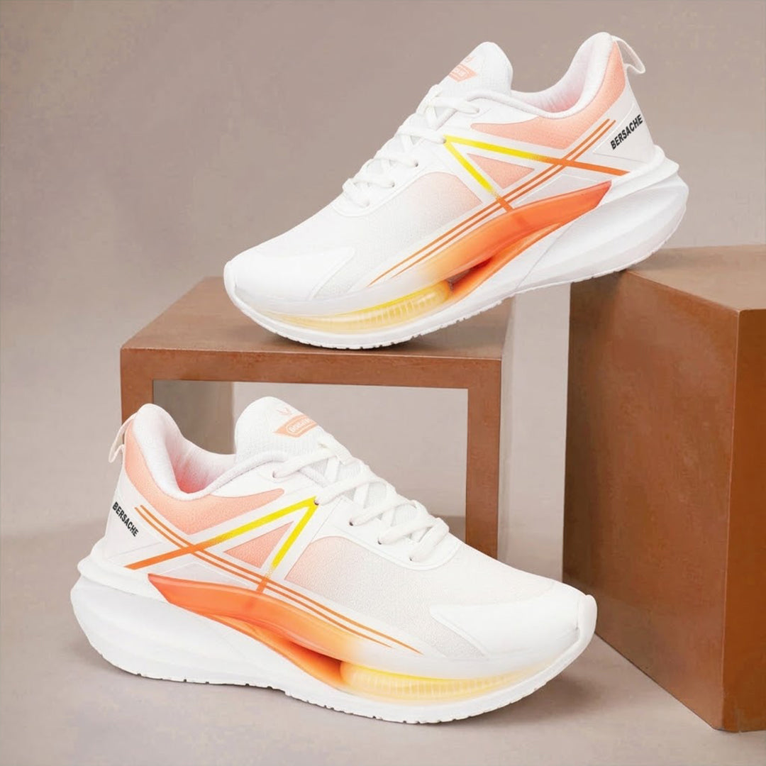 Bersache Casual Sneaker shoe for Men| Soft Cushioned Insole , Slip-Resistance Casuals For Men (Orange & White-9226)